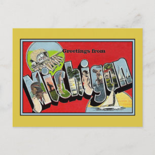 Vintage Hälsningar Från Michigan Vykort