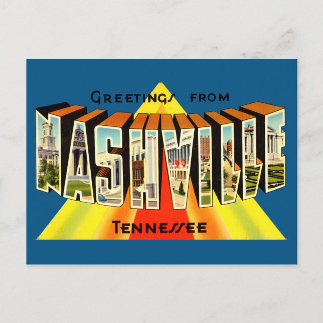 Vintage Hälsningar Från Nashville Resepostkort Vykort (Framsida)