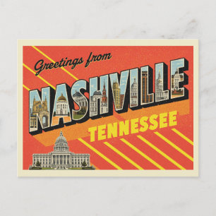 Vintage "Hälsningar från Nashville, Tennessee" Vykort
