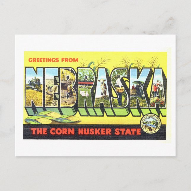 Vintage Hälsningar från Nebraska Vykort (Framsida)