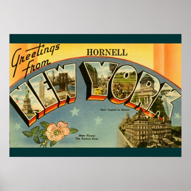 Vintage Hälsningar från New York Poster (Framsidan)