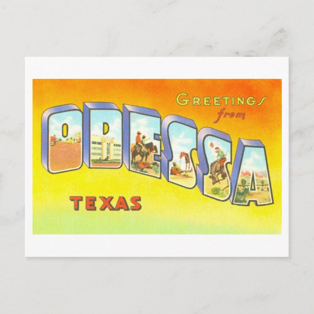 Vintage Hälsningar från Odessa, Texas, Vykort (Framsida)