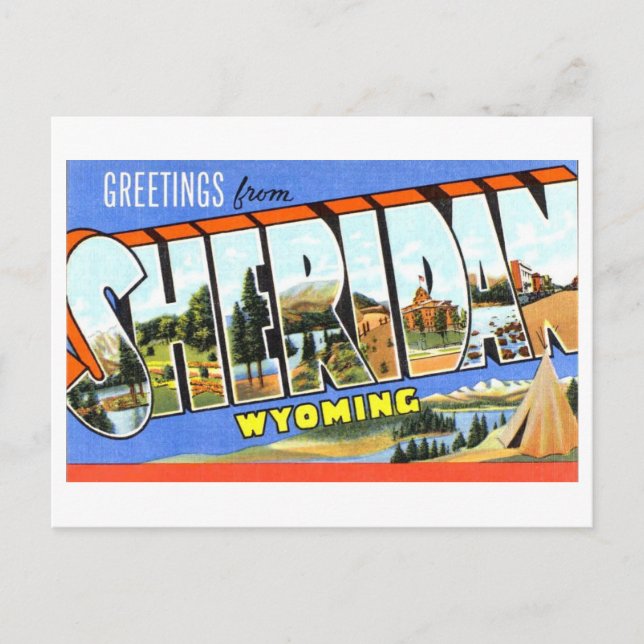 Vintage Hälsningar från Sheridan, Wyoming, Vykort (Framsida)