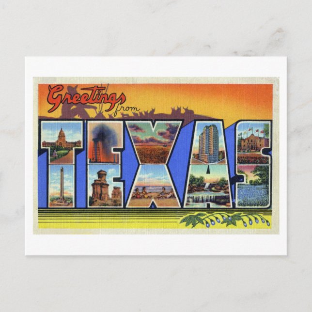 Vintage hälsningar från Texas Vykort (Framsida)