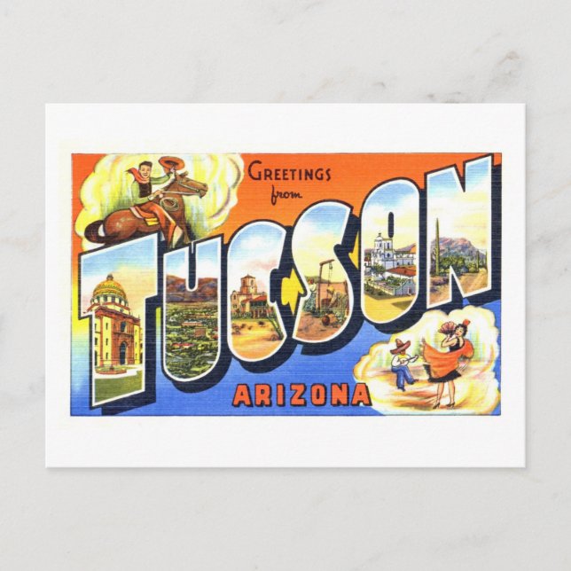 Vintage Hälsningar från Tucson, Arizona Vykort (Framsida)