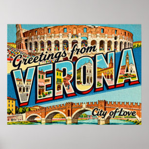 Vintage Hälsningar från Verona Affisch