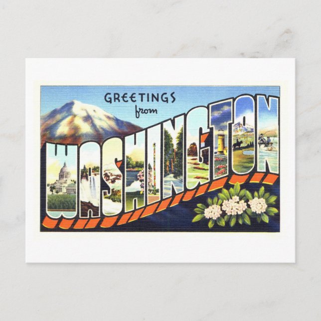 Vintage Hälsningar från Washington State Vykort (Framsida)