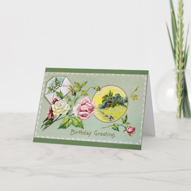 Vintage - hälsningskort för födelsedagar kort (Framsida)