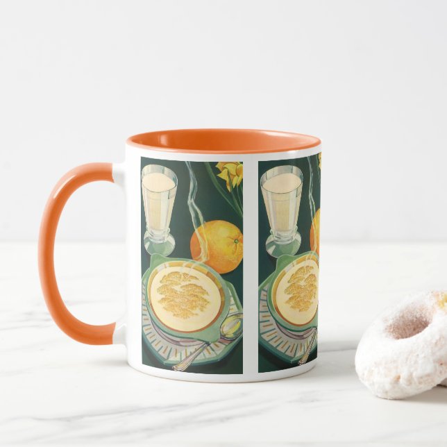 Vintage hälsosamma livsmedel, drycker, hälsosamt f mugg (Med munk)