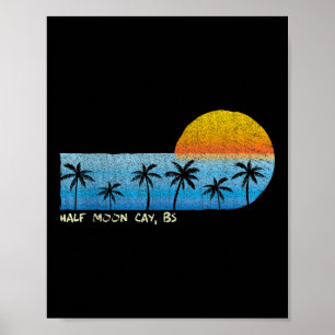 Vintage Halva Måne Cay, Bs Handflatan Träd & S Poster