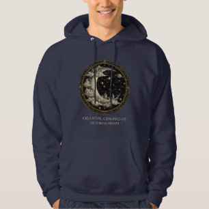 Vintage halvmåne med moln, retro victoriansk hoodie