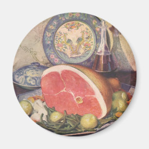 Vintage Ham Middag med Grönt bönor och potatis Magnet