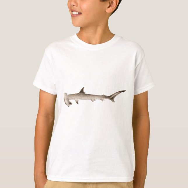 Vintage Hammerhead Shark Illustration Retro Sharks Tee (Framsida)