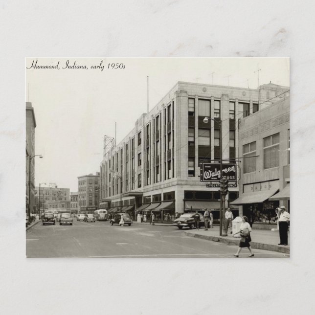 Vintage HAMMOND, INDIANA (tidigt 1950-talet) Vykort (Framsida)