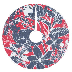 Vintage Hand-Drawn Flowers, Elegant Mönster. Julgransmatta Borstad Polyester