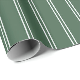 Vintage Hand Drawn Stripes | Rustic Forest Green Presentpapper