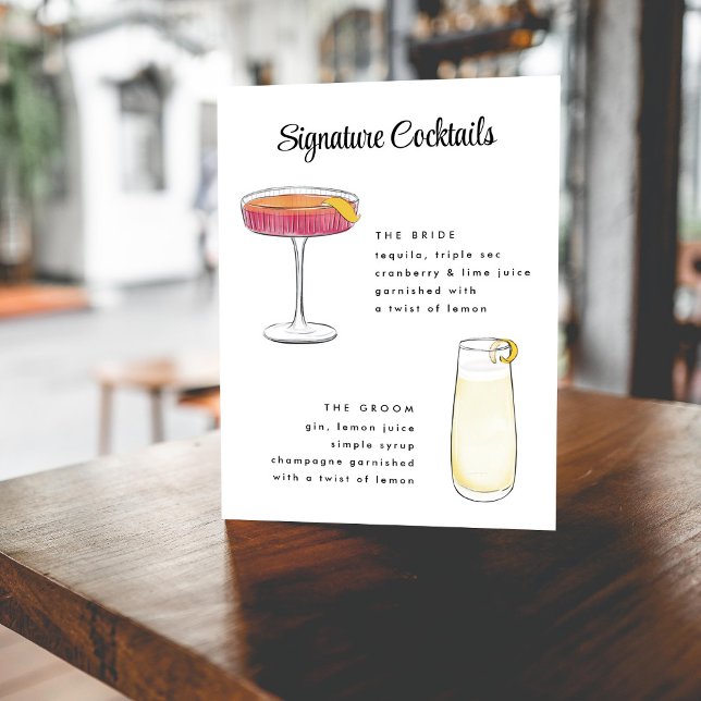 Vintage Hand plockade Cocktails Sign Poster (Skapare uppladdad)