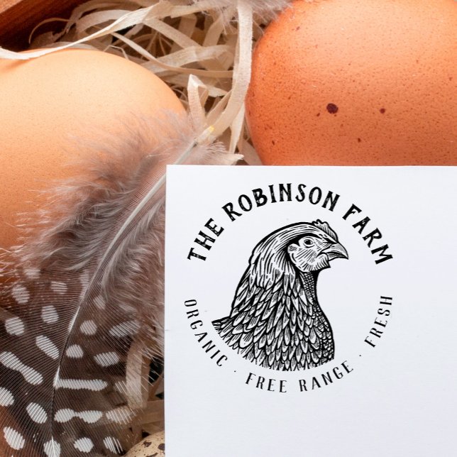 Vintage Hand plockade Hen-familjens ekologiska ägg Stämpel (Skapare uppladdad)