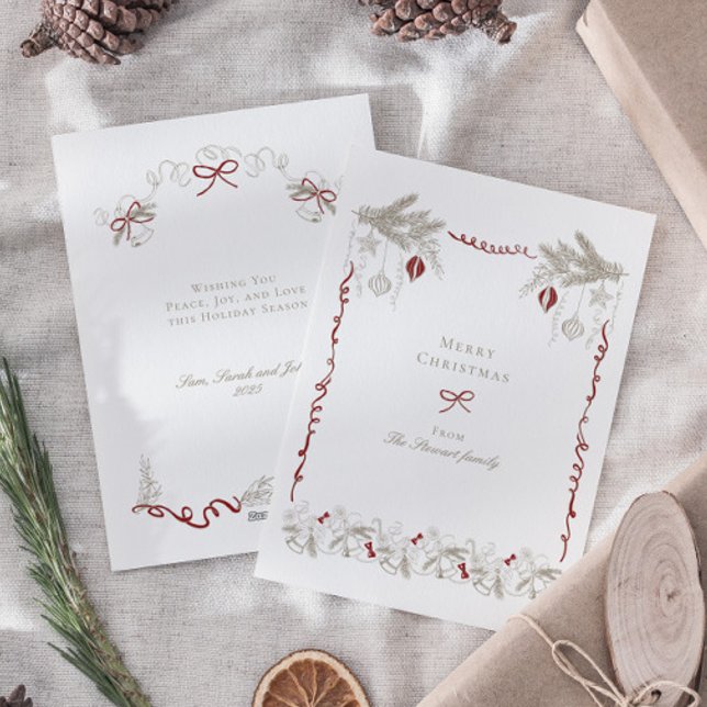 Vintage Hand plockade julfrö Julkort (Vintage Hand Drawn Christmas Wreath Holiday Card)