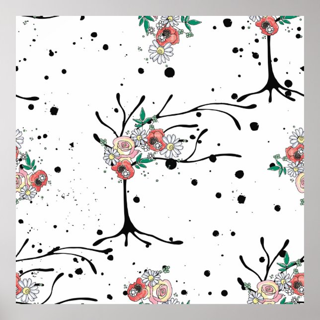 Vintage hand plockade, sömlös grafisk mönster-illa poster (Framsidan)