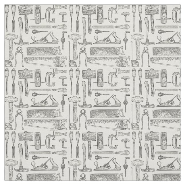 Vintage Hand Verktyg mönster Woodworking Carpenter Tyg (Provkarta)