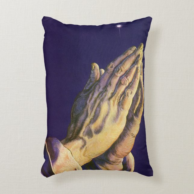 Vintage Händer Praying med Betlehem-stjärnan Prydnadskudde (Framsidan(Vertikal))