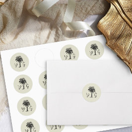 Vintage Handflatan Monogrammed Bröllop Runt Klistermärke