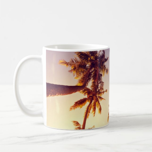 Vintage Handflatan Träd Blå himmel Kaffemugg (Vänster)