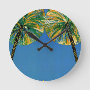 Vintage Handflatan Träd Cote D'Azur Clock Rund Klocka