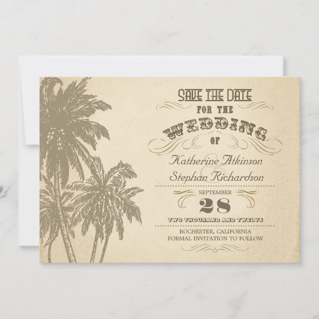 vintage handflatan träd typografi spara datumet (Framsida)