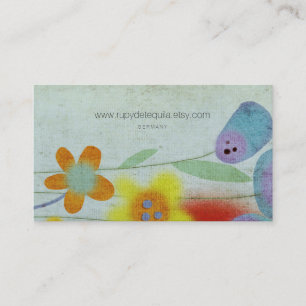 Vintage Handgjorda Blommor Visitkort