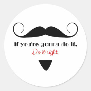 Vintage Handlebar Mustache Masculine Stache Runt Klistermärke