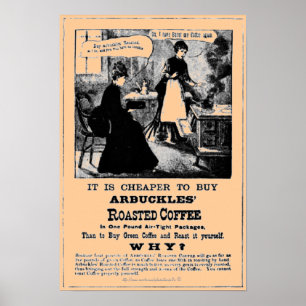 Vintage handräkning för ARBUCKLES rostade kaffebea Poster