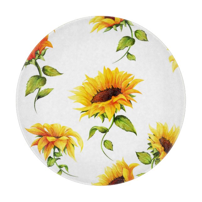 Vintage Handritad solrosfärg, vattenfärg (Framsidan)