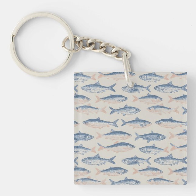 Vintage Handritat Fisk Sömlöst Mönster (Framsidan)