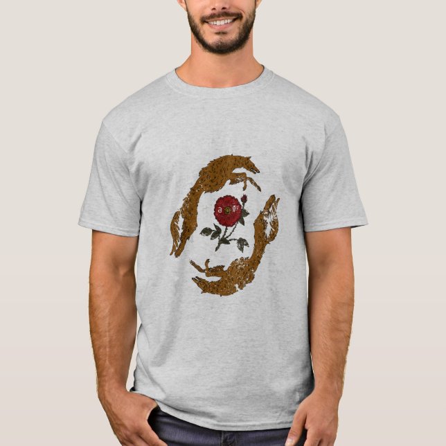 Vintage Hands Holding Rose Graphic T-Shirt  (Framsida)