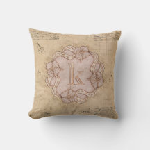 Vintage Handskarven Brev K Ord Art Rosa Guld