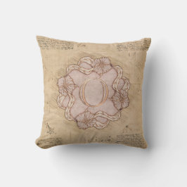 Vintage Handskarven Brev o Ord Art Rosa Guld Kudde