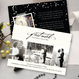 Vintage Handskrift Första noel 3 Photo Bröllop Julkort