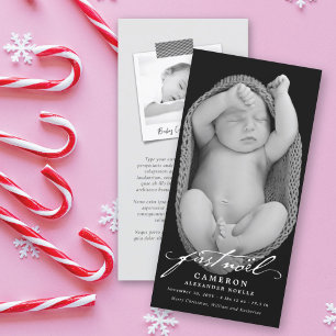Vintage Handskrift Script Baby första Noel Photo Julkort
