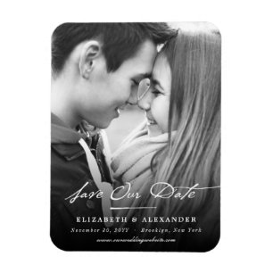 Vintage Handskrift Script Foto Spara Datum Magnet