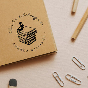 Vintage Handskriven Anpassningsbar Bibliotek Bokar Stämpel