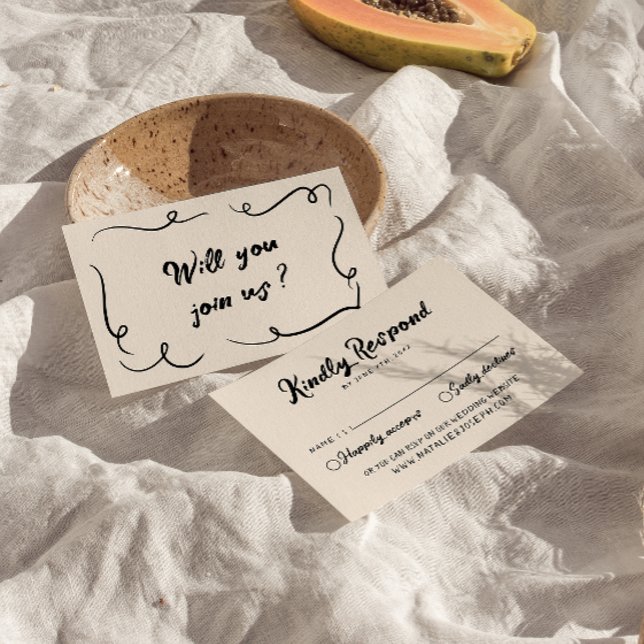 Vintage Handskriven unik modern Bröllop OSA Kort (Skapare uppladdad)