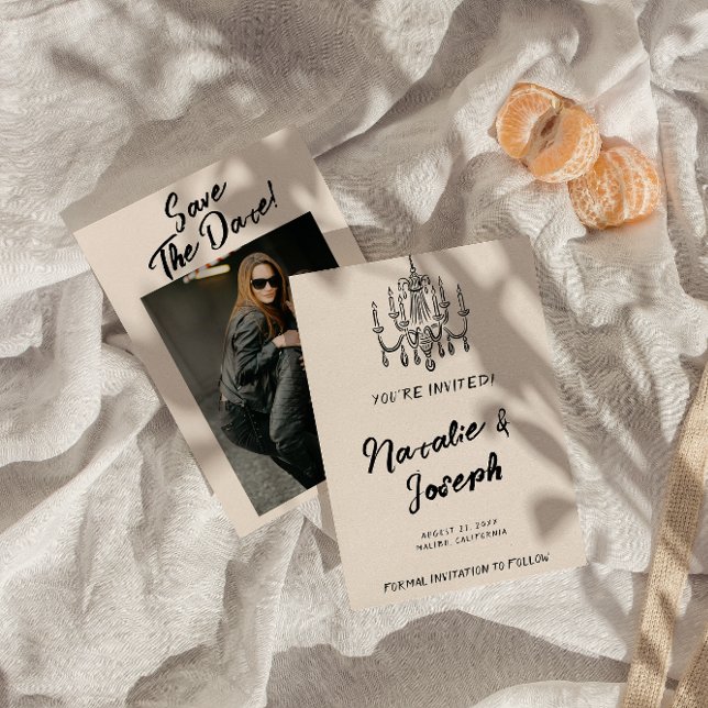 Vintage Handskriven unik modern foto Bröllop Spara Datumet (Skapare uppladdad)