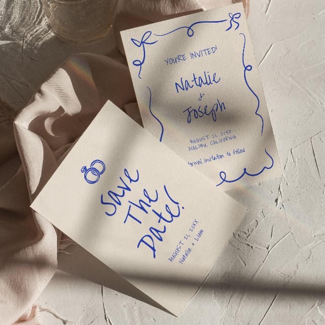 Vintage Handskriven unik Modern Funky Bröllop Spara Datumet (Skapare uppladdad)