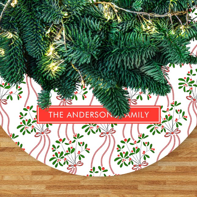 Vintage Hängande Mistel Christmas Mönster  Julgransmatta Fleece (Skapare uppladdad)