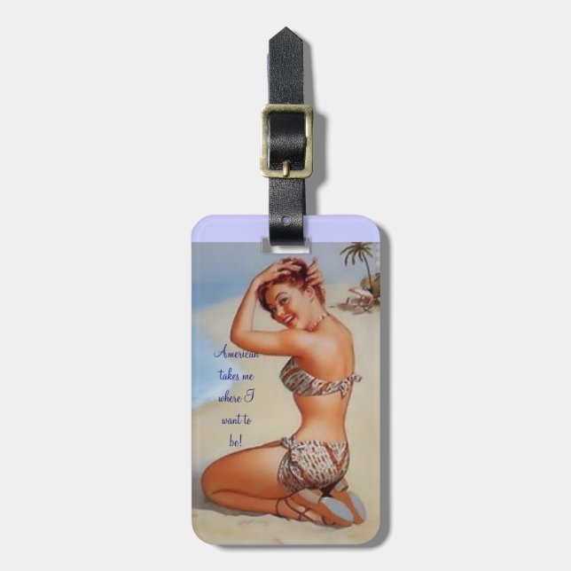 vintage hänger lös märkrepersonlig bagagebricka (Vertikal Framsida)