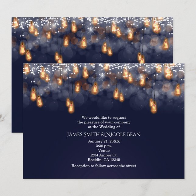 Vintage Hanging Light Lökar Rustic Bröllop Inbjudningar (Fram/baksida)