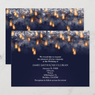 Vintage Hanging Light Lökar Rustic Bröllop Inbjudningar