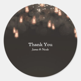 Vintage Hängning Light Lökar Rustic Wedding Favor Runt Klistermärke